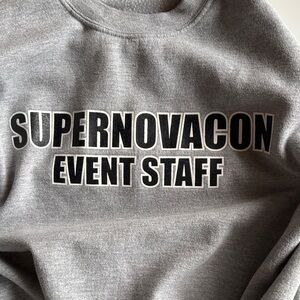 Heather Gray Event Staff Sweater ‘SUPERNOVACON” cotton. Size M TV NewClassics NT